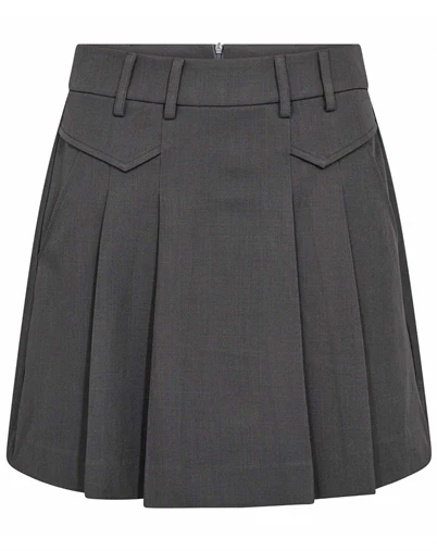 Co'Couture - LunaCC Pocket Pleat Mini Nederdel - Dark Grey